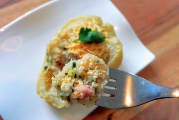 christophines farcies aux petits lardons et gratinées