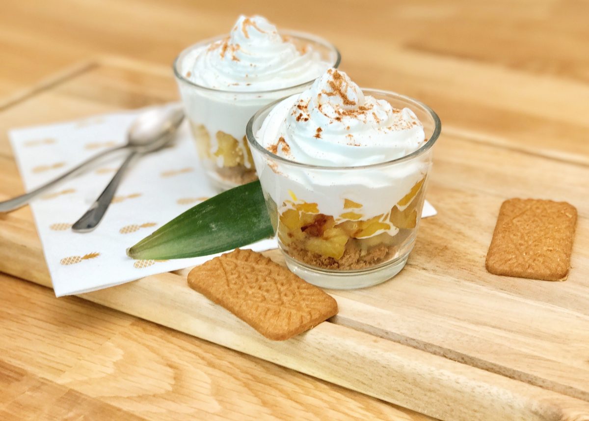 dessert à base d'ananas et de gingembre présenté en verrine